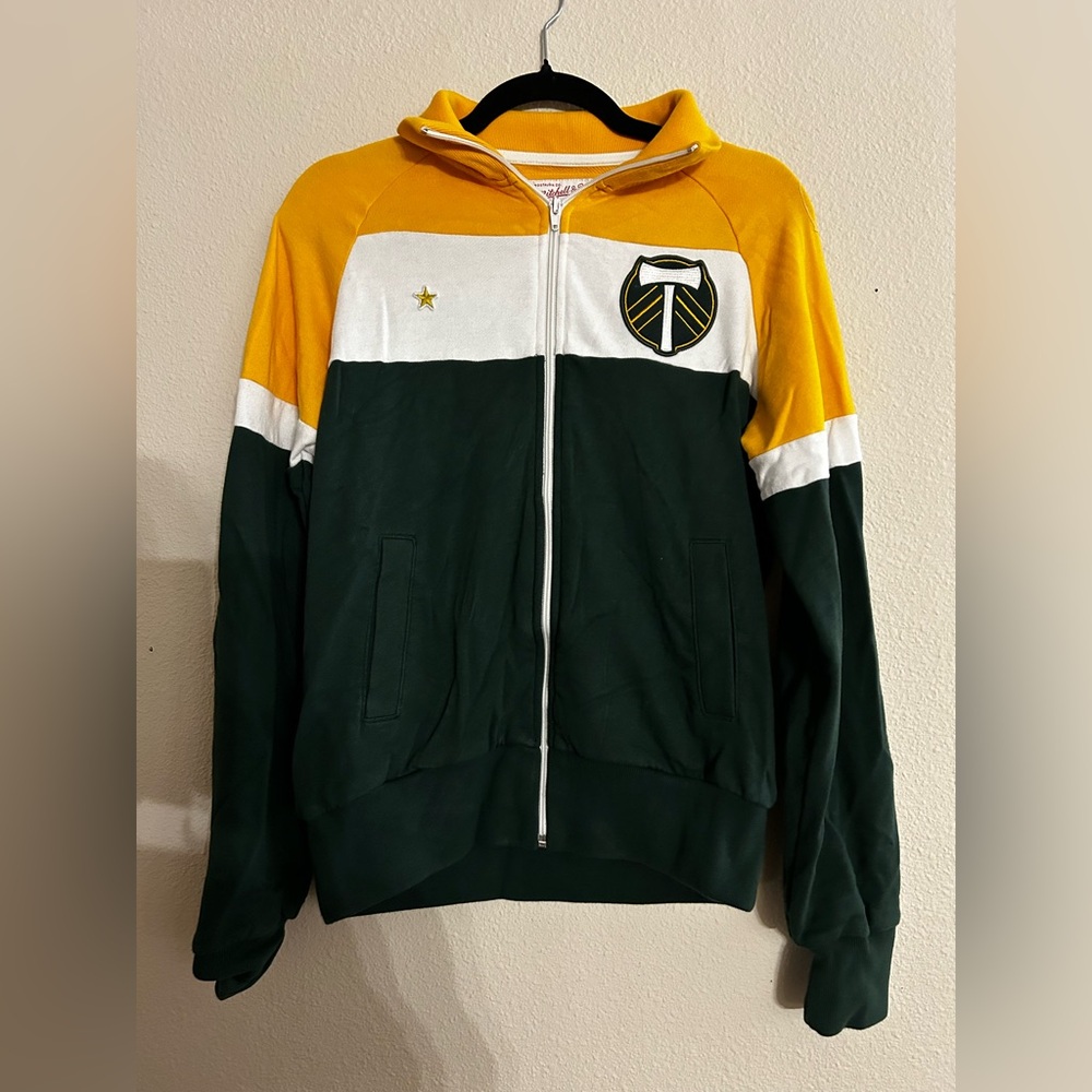 Mitchell & Ness Men’s Small MLS Portland Timbers Full Zip Color Block Sweater